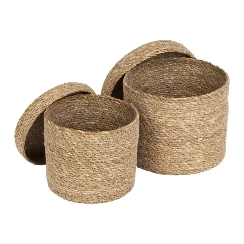Handla nu Seagrass Emil Cylinder Förvaringskorg med Lock 2-pack