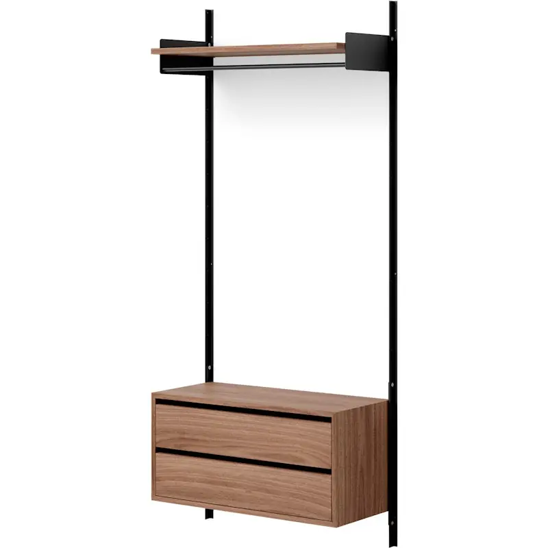 Wardrobe Vägghylla 1 Skåp Med Lådor, Valnöt Populär