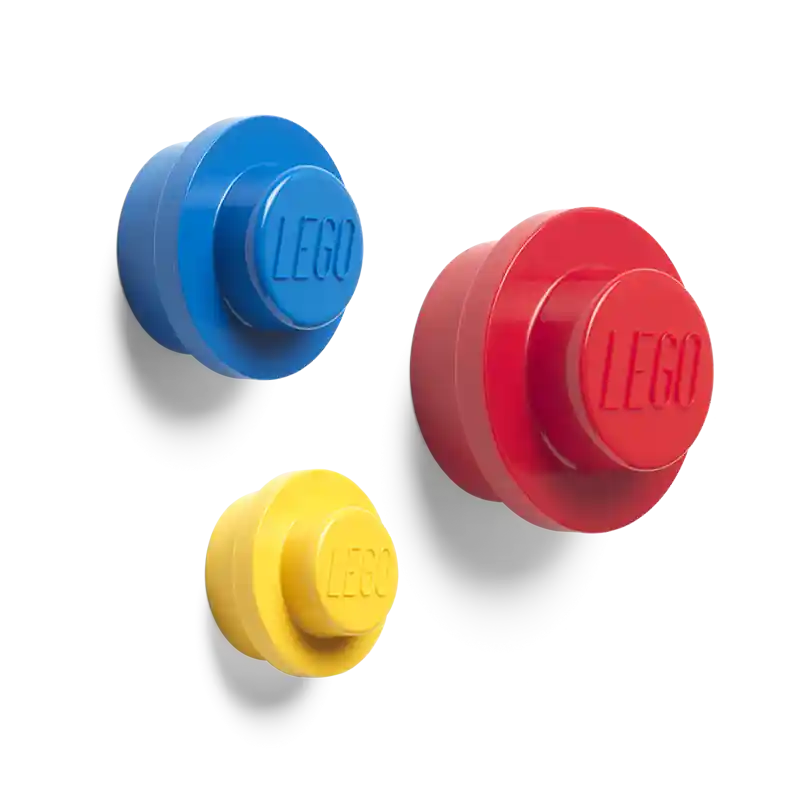 Expressleverans LEGO® Väggkrokar 3-pack, Blå / Röd / Gul
