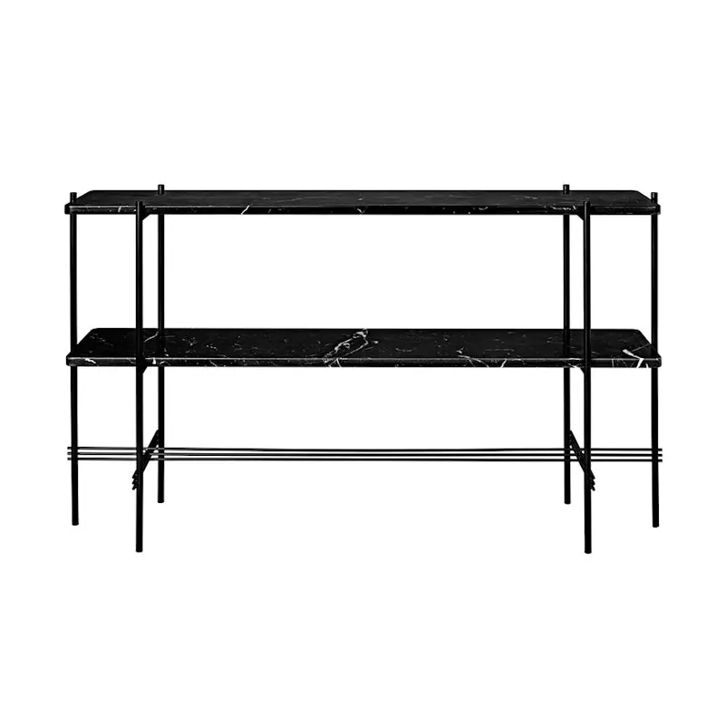 Billig Ts Console 2 Hyllor, Svart/Svart Marmor