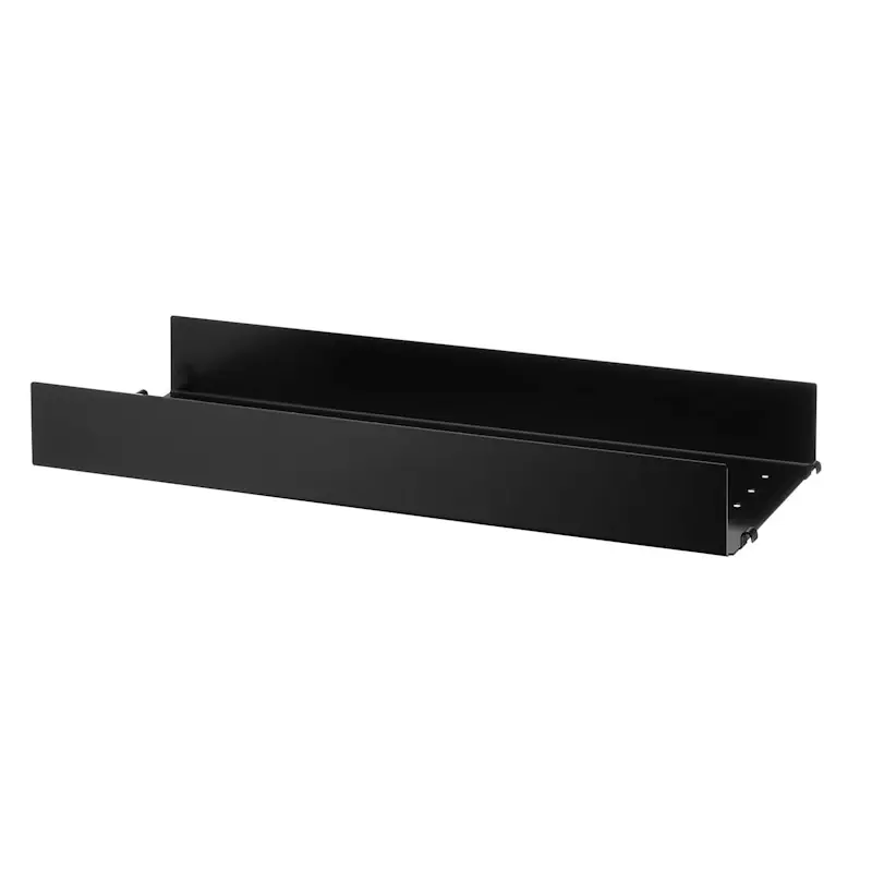 String Hyllplan Med Hög Kant Metall 20x58 cm, Svart Rabatt
