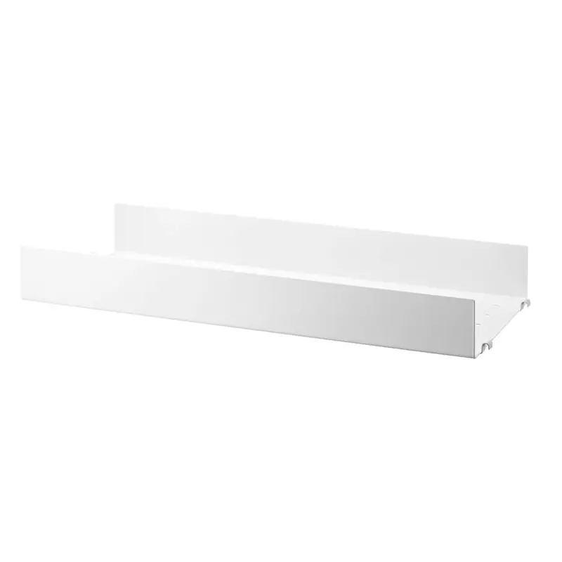 Trygg betalning String Hyllplan Med Hög Kant Metall 20x58 cm, Vit