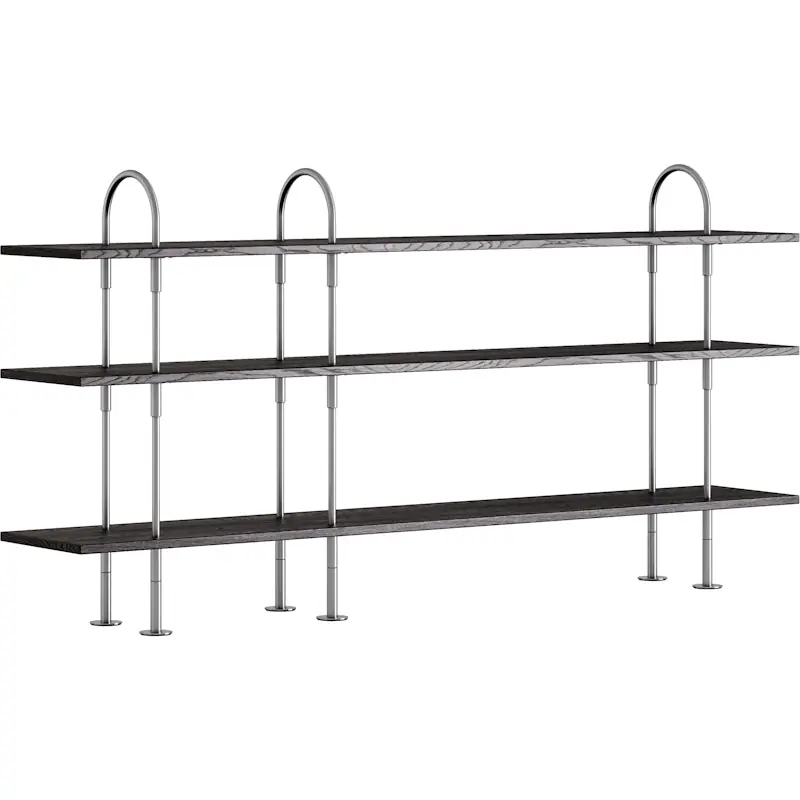 Begränsat erbjudande Keen Hyllsystem Med 3 Hyllplan 208 cm, Satinpolerat Rostfritt stål / Svartbrunbetsad Ask