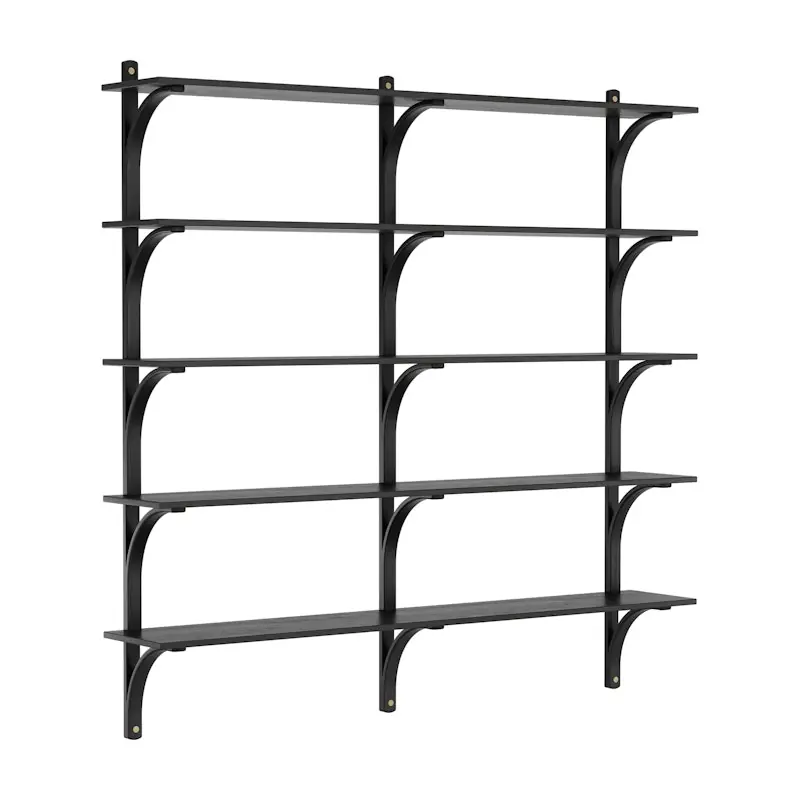 Köp nu Levi Vägghylla 180 cm Stor, Mässing / Svartbetsad Ask