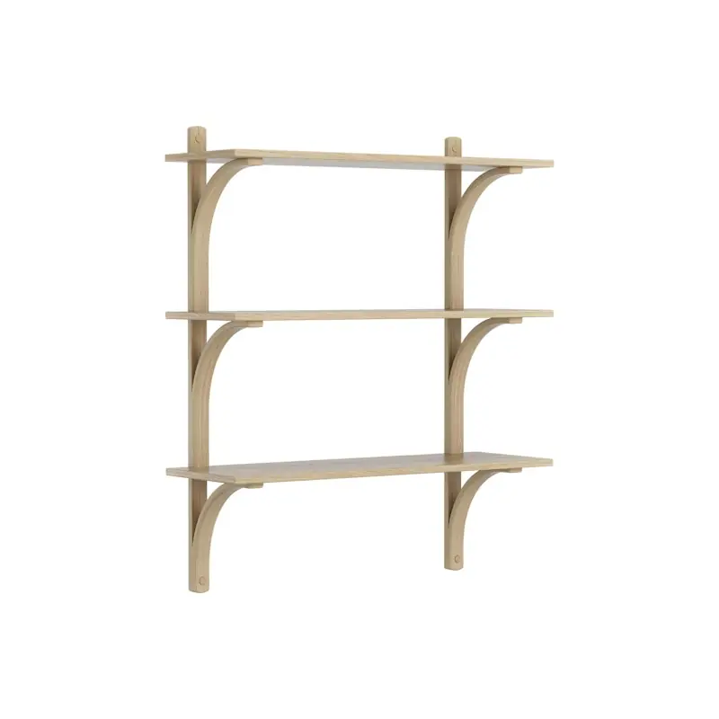 Begränsat erbjudande Levi Vägghylla 90 cm Medium, Mässing / Naturlack Ek