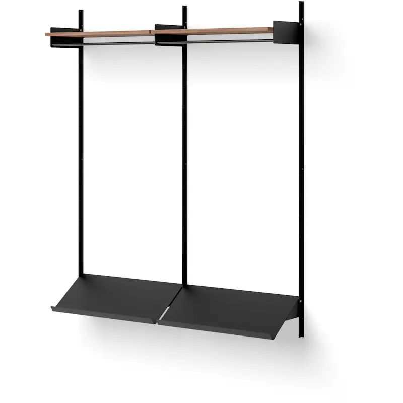 Endast idag Wardrobe 2 Hylla, Svart / Valnöt