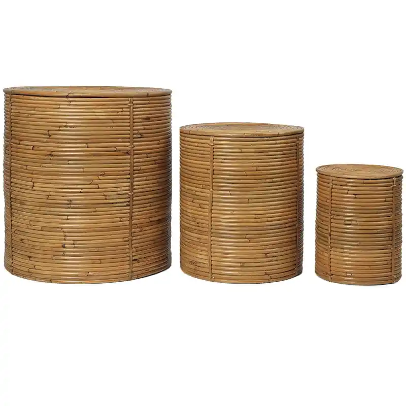 Expressleverans Column Förvaring, Large: H: 43 x Ø: 40 cm Medium: H: 34 x Ø: 30 cm Small: H: 25 x Ø: 20 cm 3-pack, Natural Stained