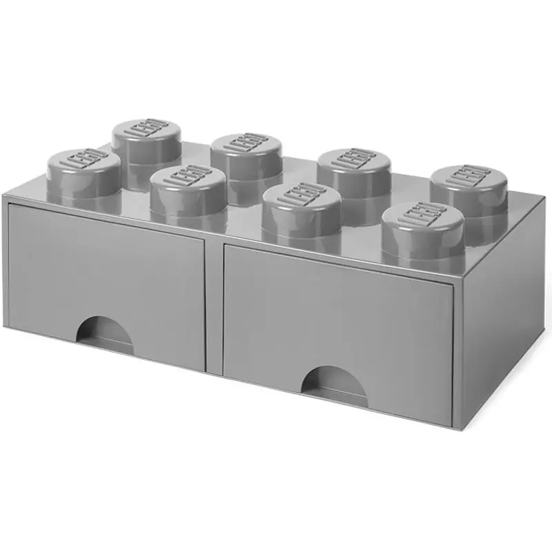 LEGO® Förvaring Med 2 Lådor 8 Knoppar, Medium Stone Grey risnedsättning