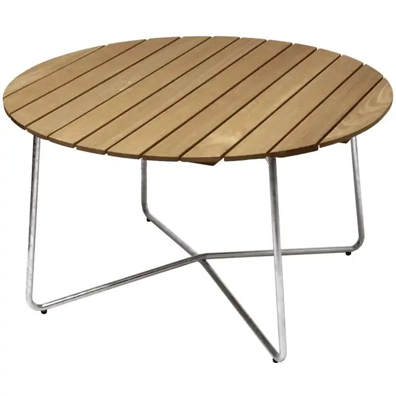 Rabatt 9A Bord Ø120 cm, Oljad Ek / Varmförzinkat Stål