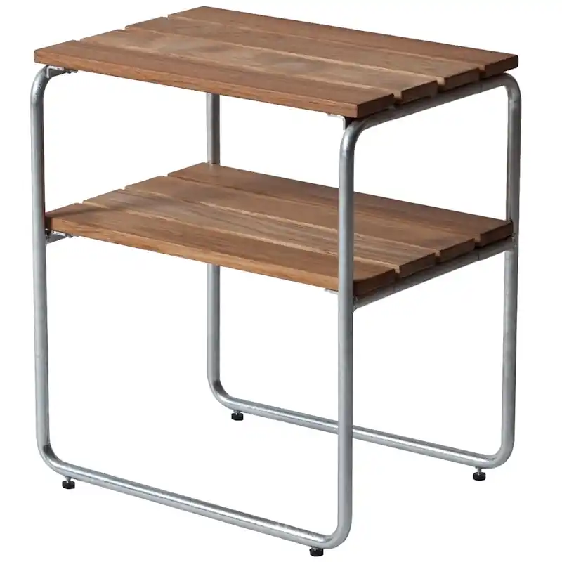 Kundfavorit L45 Sidobord Obehandlad Teak, Oljad Ek / Varmförzinkat Stål
