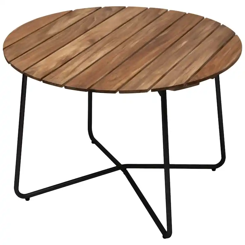 9A Bord Ø100 cm, Obehandlad Teak / Svart Fynd