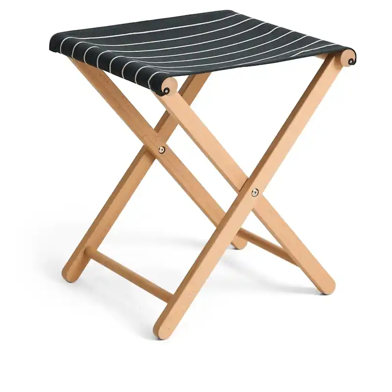 Outdoor Market Folding Stool, Black With Beige Stripe Bästa pris