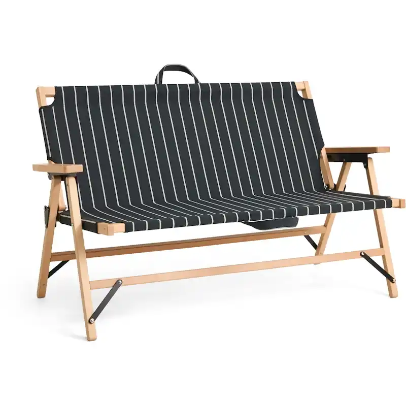 Outdoor Market Folding Sofa, Black With Beige Stripe Kundfavorit