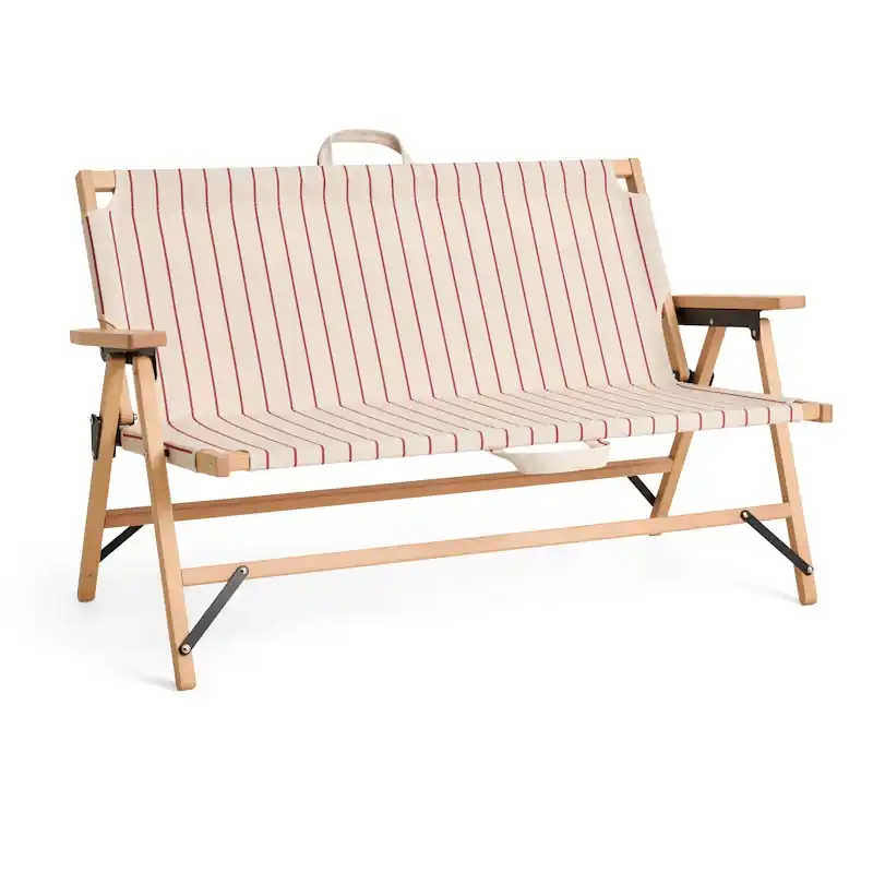 Outdoor Market Folding Sofa, Beige With Red Stripe Nyhet