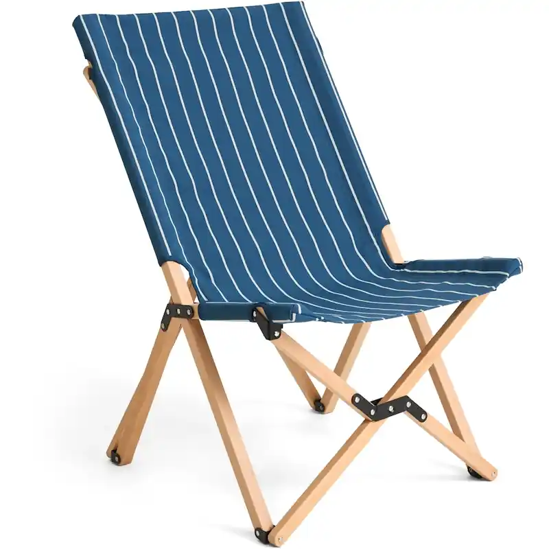 Outdoor Market Folding Chair, Blue With Beige Stripe Rea