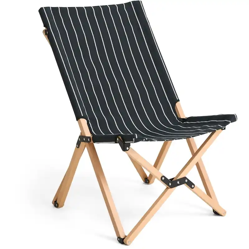 Outdoor Market Folding Chair, Black With Beige Stripe Begränsat antal