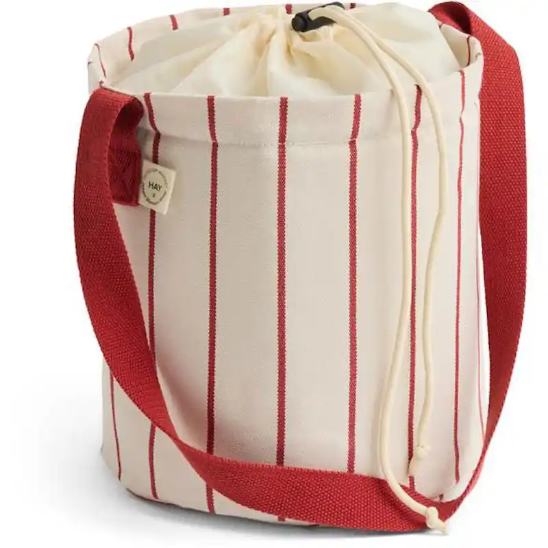 Outdoor Market Bottle Bag Medium, Beige With Red Stripe Outlet