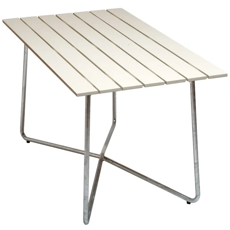 B25A Bord 70x120 cm, Vitlackad Ek / Varmförzinkat Stål Bästa pris