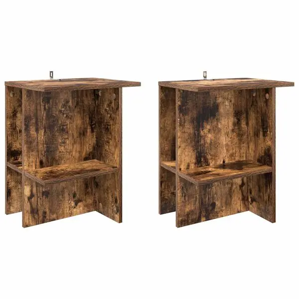 Sista chansen vidaXL Kaffeebord 2 pcs Rökt ek 40 x 30 x 49 cm Konstruerat trä