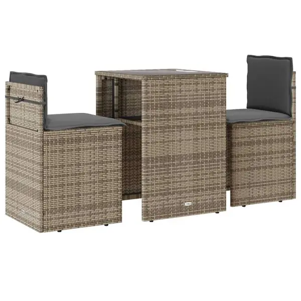 Fri frakt vidaXL Bistrogrupp med dynor 3 delar beige konstrotting