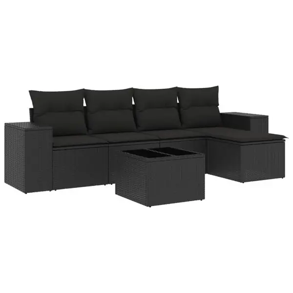 Populärt val vidaXL Loungegrupp med dynor 6 delar svart konstrotting