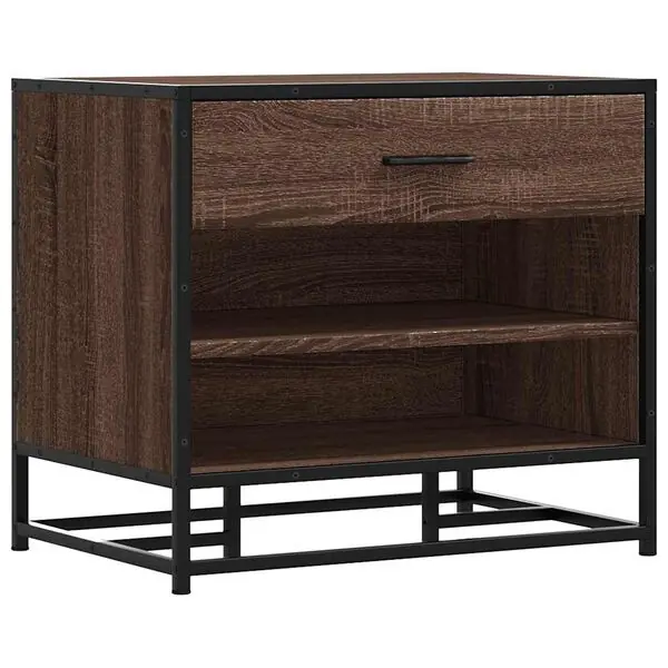 vidaXL Skobänk brun ek 60x40x53,5 cm konstruerat trä och metall Populärt val