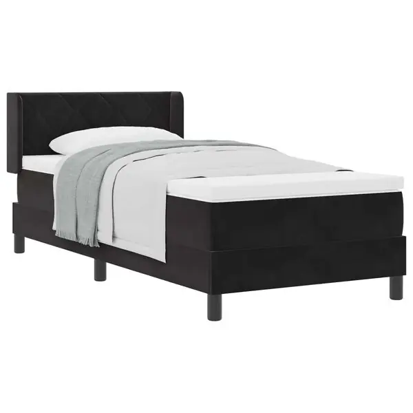 vidaXL Bäddfjäder med huvudgavel Svart 200 x 100 cm Sammet Sänkt pris