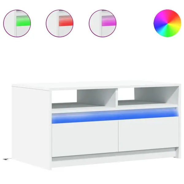 Erbjudandepris vidaXL Soffbord med LEDs vit konstruerat trä