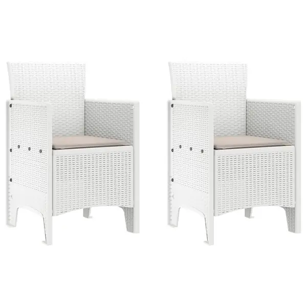 vidaXL Trädgård Stol med kudde 2 pcs Vit 53 x 49 x 85 cm Polypropylen Rabatter