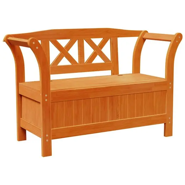 Kampanj vidaXL Utomhusbänk med lagring Brun 119 x 44 x 76 cm Massiv furu