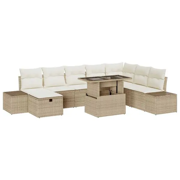 Erbjudandepris vidaXL Trädgårdsoffset 11 pcs Beige Poly rattan