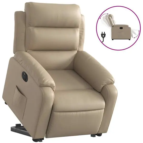 Rabatt vidaXL Reclinerfåtölj med uppresningshjälp cappuccino konstläder