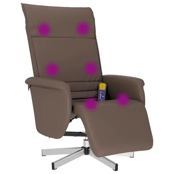 vidaXL Reclinerfåtölj med fotstöd brun konstläder Bästa pris