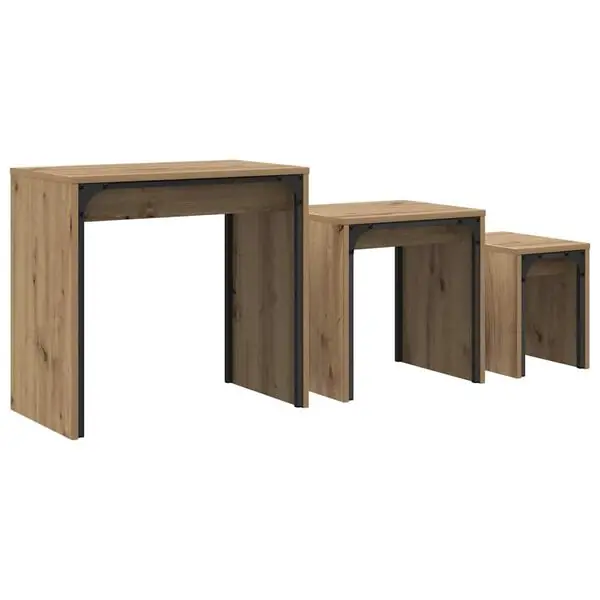 vidaXL Kaffeebord 3 pcs Artisan Ek Konstruerat trä Köp nu
