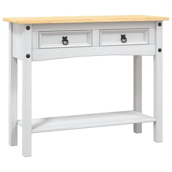 vidaXL Konsolbord mexikansk Coronastil furu vit 90x34,5x73 cm Rabatter