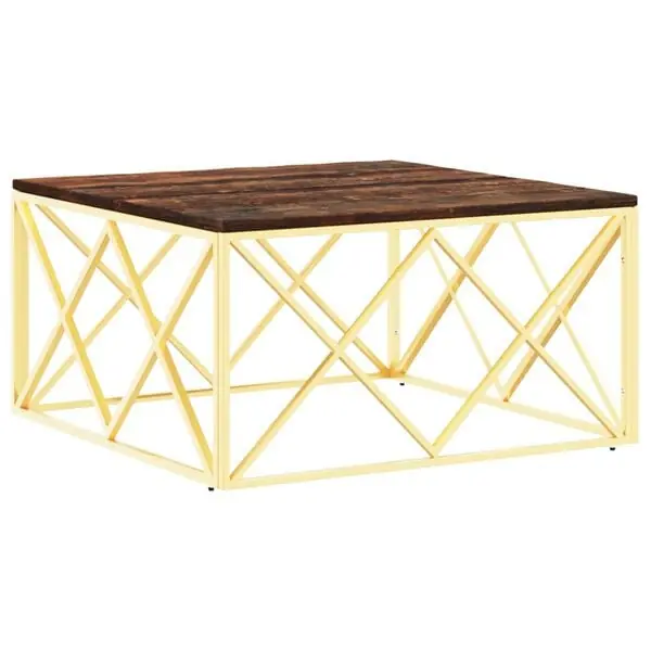 Endast idag vidaXL Soffbord guld rostfritt stål och massivt återvunnet trä