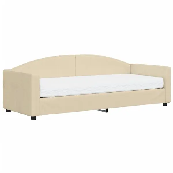 vidaXL Dagbädd med madrass beige 80x200 cm tyg Rea