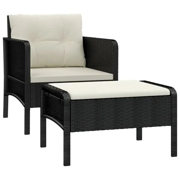 vidaXL Loungegrupp med dynor 2 delar svart konstrotting Beställ idag