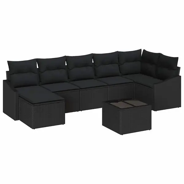 Kampanjpris vidaXL Soffset med kudde 8 pcs Svart konstrotting