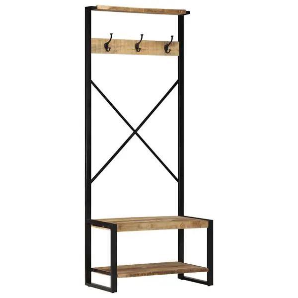 Billig vidaXL Klädhängare 80x40x190 cm massiv grov trämango