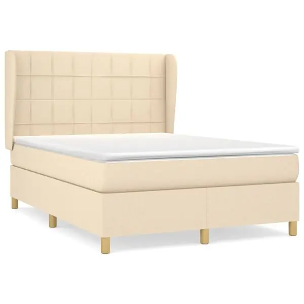 Fynd vidaXL Ramsäng med madrass gräddvit 140x190 cm tyg