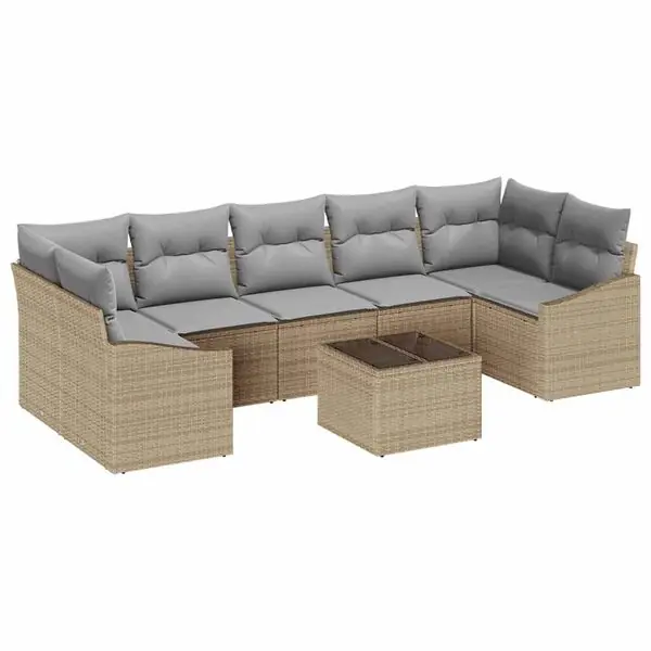 Fynd vidaXL Soffset med kudde med lagring 8 pcs Beige och Grå konstrotting