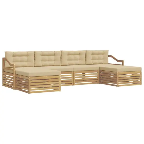 Erbjudandepris vidaXL Utomhussoffset 6 pcs Vit och Beige 325 x 162,5 x 73 cm