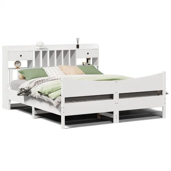 Billig vidaXL Sängram utan madrass vit 180x200 cm massiv furu