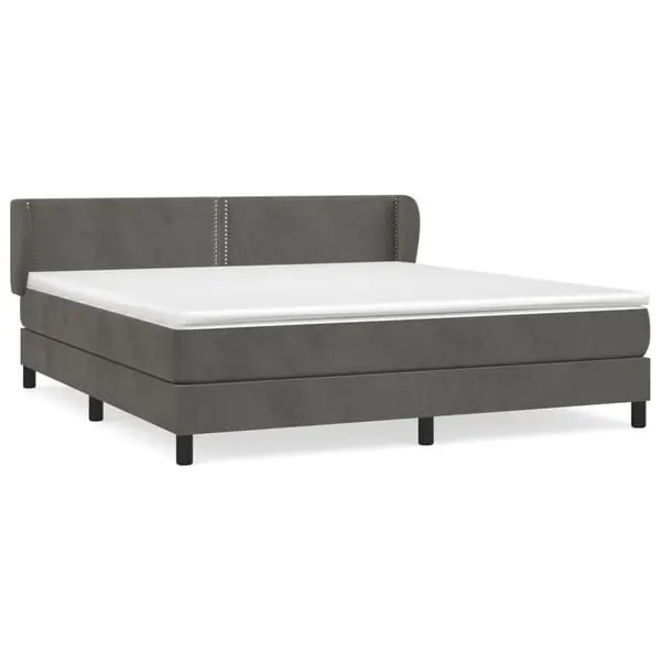Erbjudande vidaXL Ramsäng med madrass mörkgrå 160x200 cm sammet