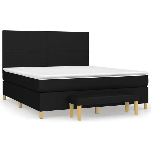 Begränsat antal vidaXL Ramsäng med madrass svart 160x200 cm tyg