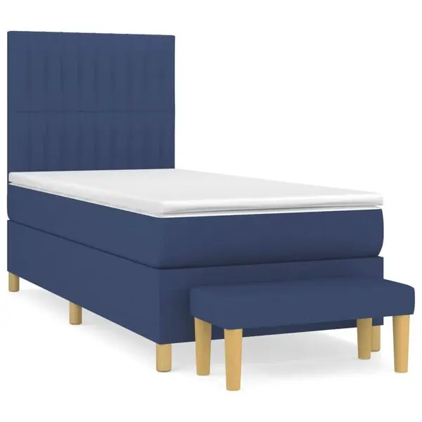 vidaXL Ramsäng med madrass blå 100x200 cm tyg Rea