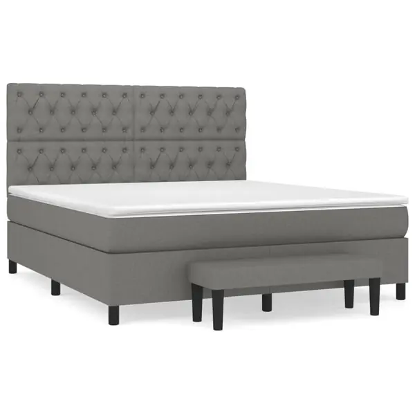 Begränsat antal vidaXL Ramsäng med madrass mörkgrå 160x200 cm tyg