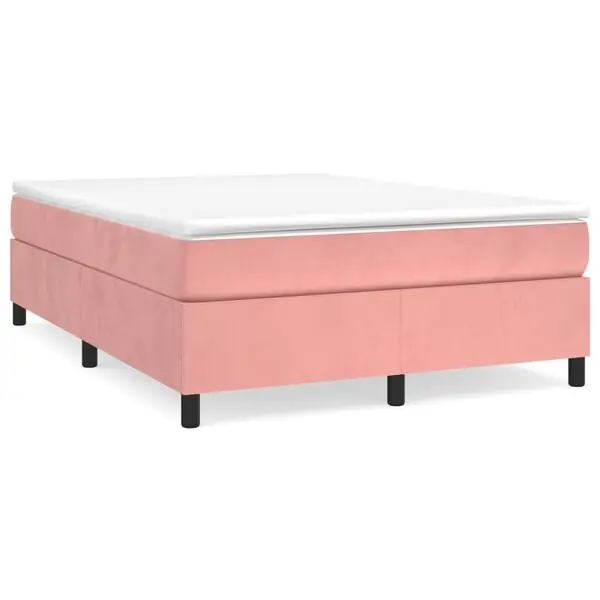vidaXL Ramsäng med madrass rosa 140x190 cm sammet Begränsad tid