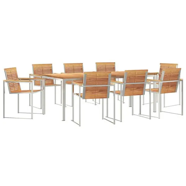 vidaXL Trädgårdsmöbelset 9 pcs Brun Massivt teakträ Säker betalning